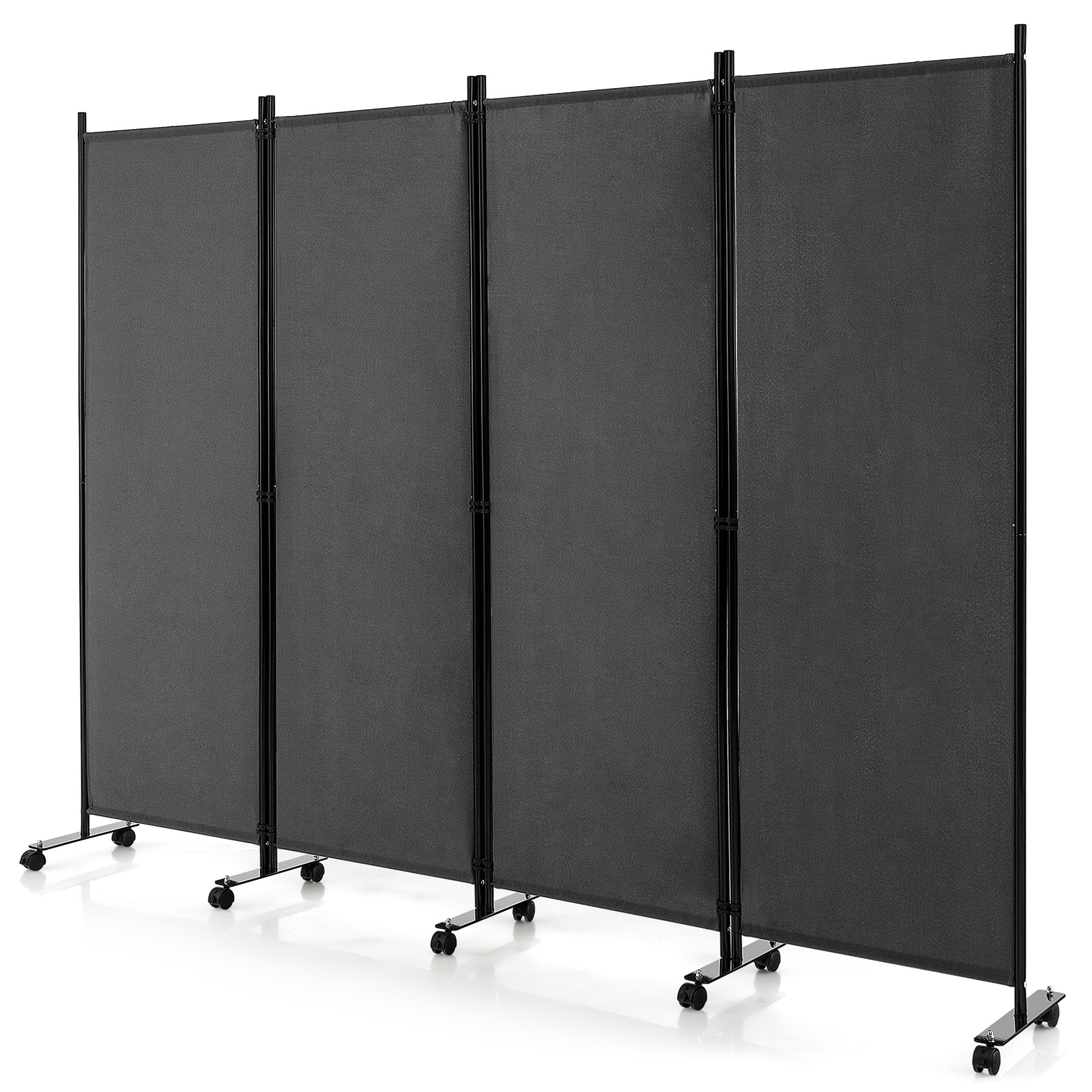 

Giantex 4-panel Folding Room Divider 6ft Rolling Privacy Screen W/ Lockable Wheels Grey