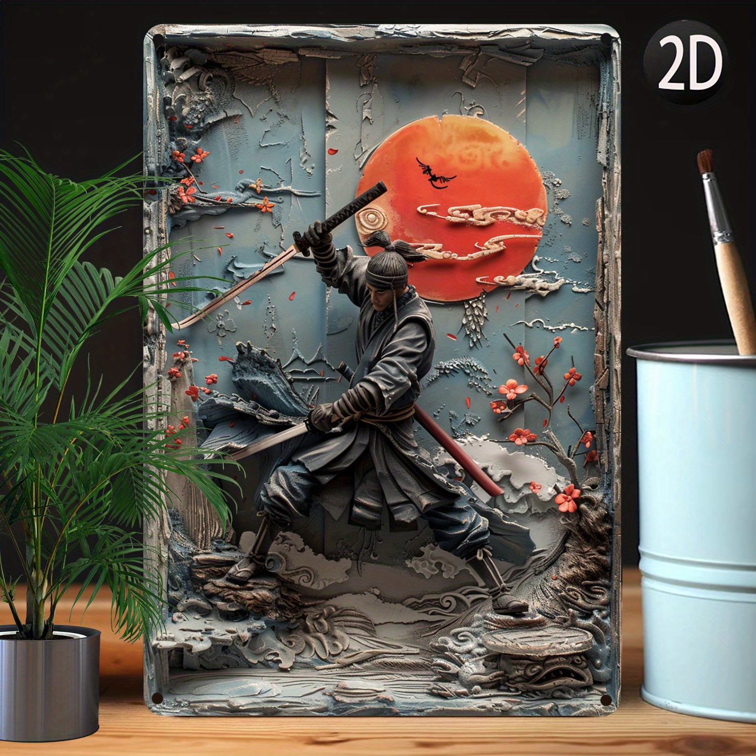 

Vintage Japanese Samurai Metal Tin Sign - 8x12 Inches, Perfect For Bedroom, Living Room, Garden, Or Classroom Decor - Unique Birthday Gift For Men