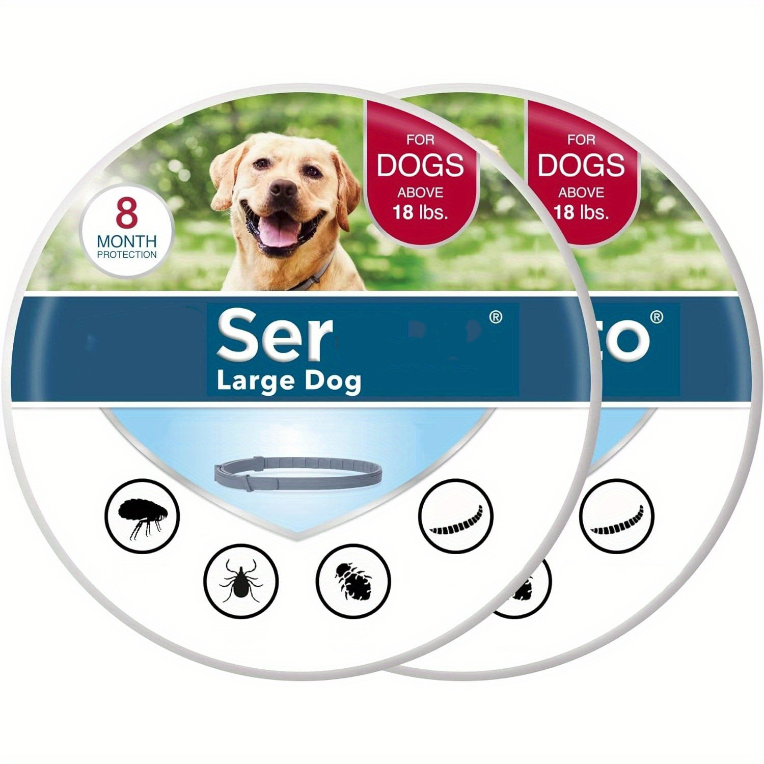 

2pcs Specific Collar For Dogs - Waterproof - Adjustable - Gray -8 Months Protection - Plant Ingredients