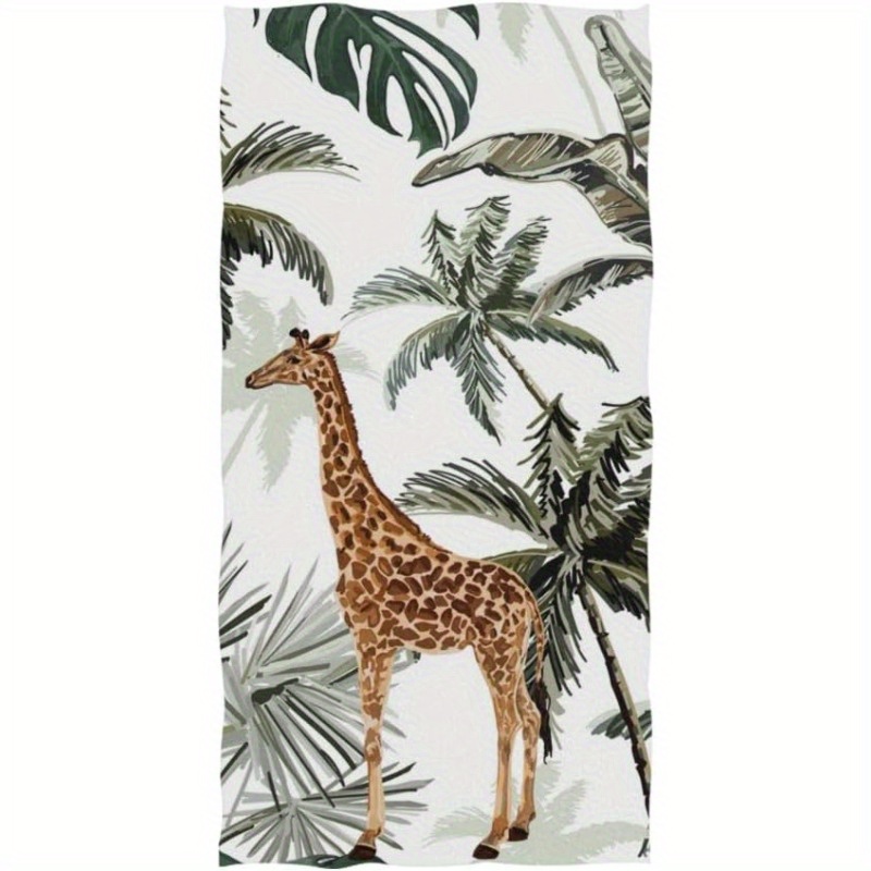 

1pc Tropical Giraffe Hand Towel, Soft High Absorbent, For Bathroom, Gym, Shower, Exercise, Kitchen Towel, 18 X 26 Inches