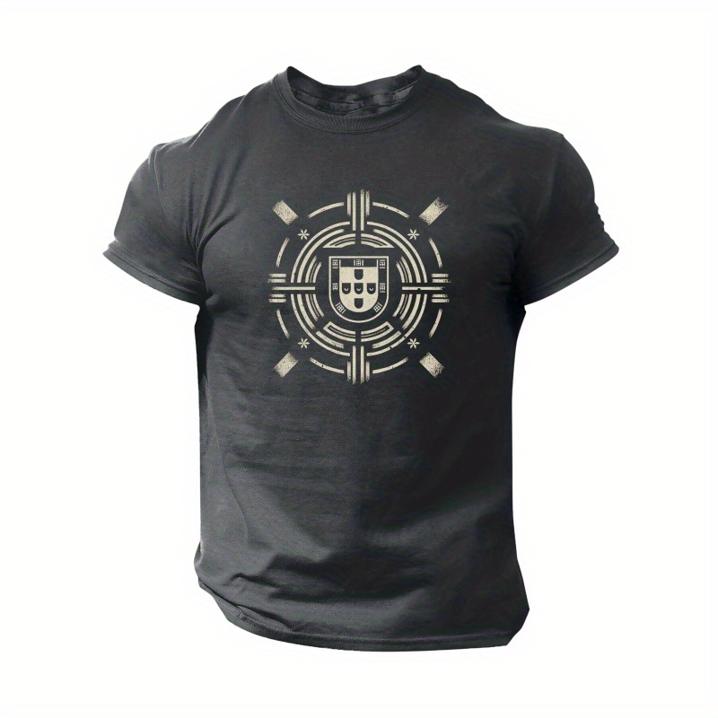 

T-shirt à manches courtes et col rond pour homme avec impression du logo de l'élément Portugal, idéal pour les activités estivales en plein air.