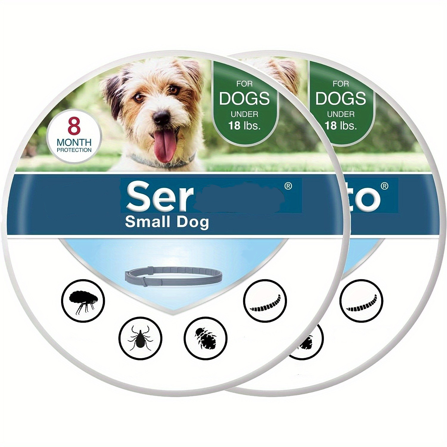 

2pcs Small Dog Big Dog Specific Collar - Waterproof - Adjustable - Gray -8 Months Protection - Plant Ingredients