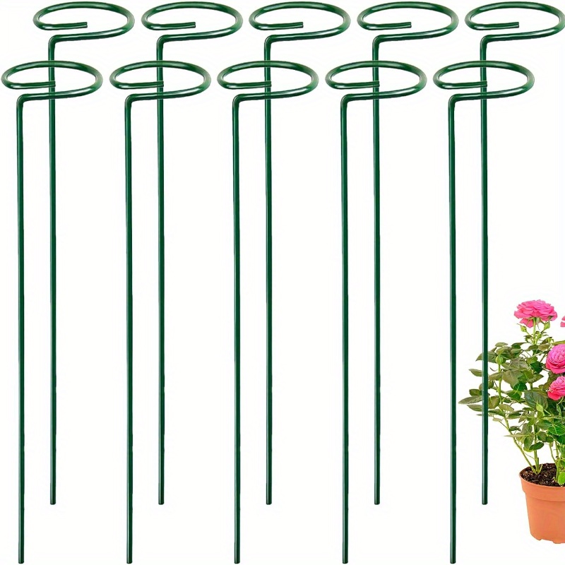 

28/44 Pcs Garden Plant Stakes For Flowers, Garden Metal Single Stem Plant Support, Garden Flower Support For Indoor Plants Tomatoes, , Orchid, Peony, Lily, Rose