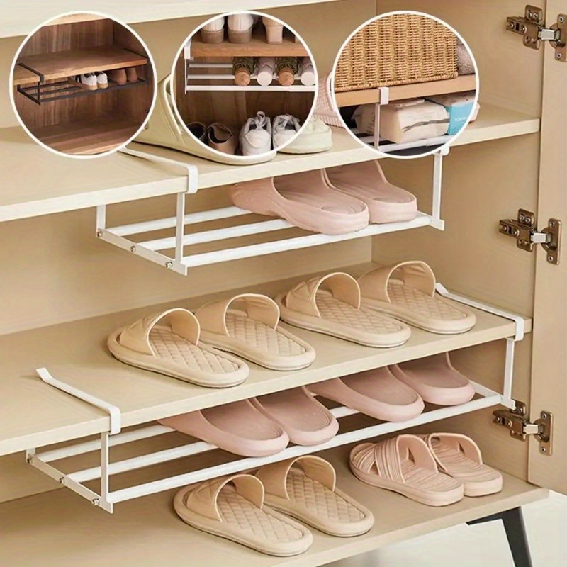 

Iron Material Shoe Rack Extender Clips, Fragrance-free Adjustable Shoe Organizer Shelf Partition, Sports Footwear Storage Spacer Accessories - Multipack