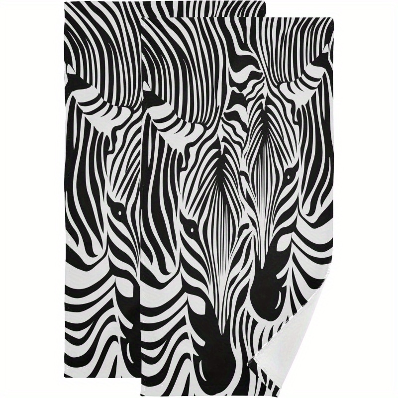 

Super Soft Polyester Hand Towels Set Of 2, Zebra Print Pattern - Theme Woven Towels With 240 Gsm Weight, Absorbent And Quick Dry Towels For Bathroom, Gym, And Tea - 18x26 Inch Oblong Shape