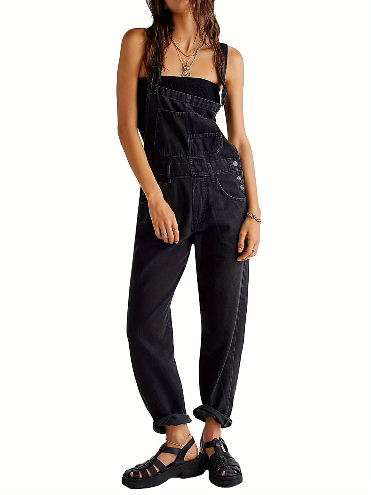 JEANASiS【eL】 Wide Back Open Salopette Amazon.com: Jean Overalls for Women Loose Fit Baggy Denim