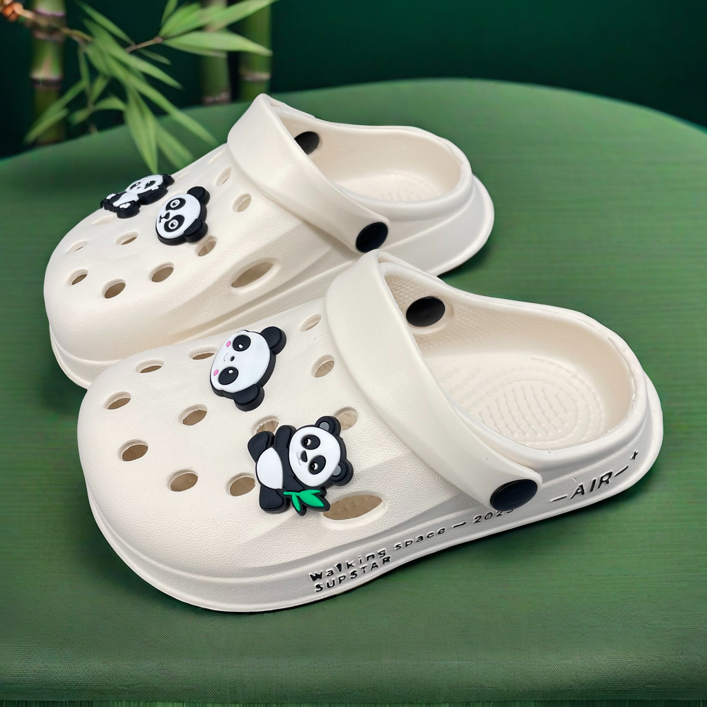 

Casual Cute Panda Solid Color Slip On Sandals For Boys Girls, Breathable Non-slip Clogs For Indoor Outdoor, All Seasons
