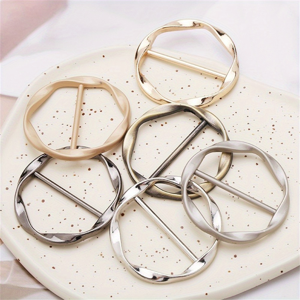 

5pcs Scarf Ring Clips - Stylish T-shirt Tie Accessories With Round Clip - Fashion Clothing Ring Wrap Holder For Women