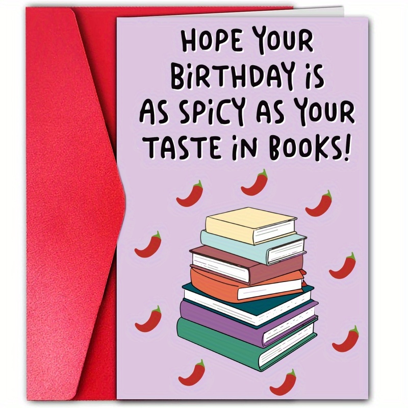 

1pc Spicy Book-themed Birthday Greeting Card For Any Recipient, Funny And Creative Cartoon Patterns, High-quality Paper Material, Versatile And Humorous Card For Book Lovers