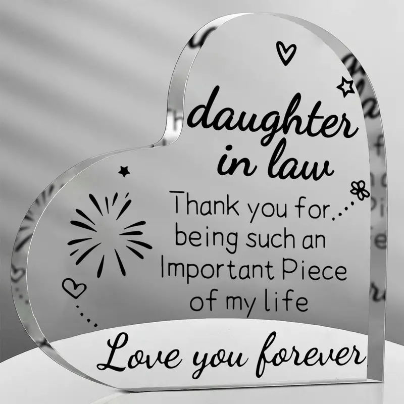 

2pcs, Daughter In Law Gifts Acrylic Plaque With Sayings - Wedding Birthday Thanksgiving Christmas Day Gifts For Daughter In Law - Desk Decorations Card Gifts For Daughter In Law