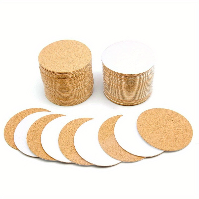 

50-pack Self-adhesive Cork Pads 90mm, Circular Anti-slip Mats For Glass & Ceramics, 1mm Thick Cork Stickers For Surface Protection