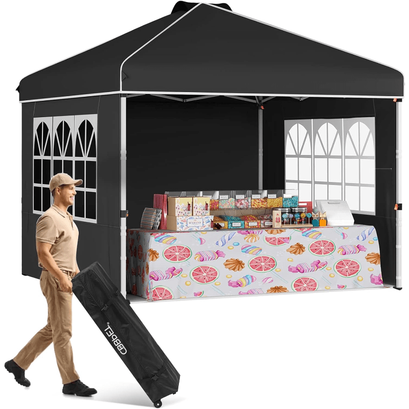 

Canopy, 10x10 Pop Up Canopy Instant Folding, Outdoor Canopy Tent With Sidewalls And Windows Sun Protection For Vendor Events, Outdoor ,