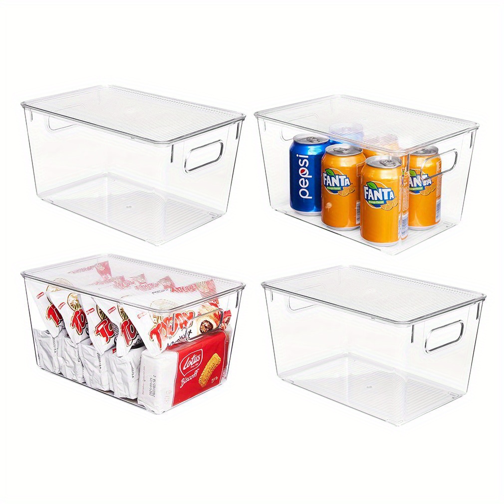 

Clear Plastic Pantry Organizer Bins, Food Storage Bins With Handle For Refrigerator, Fridge, Cabinet, Kitchen, Countertops, Cupboard, Freezer Organization And Storage, Bpa Free, Large