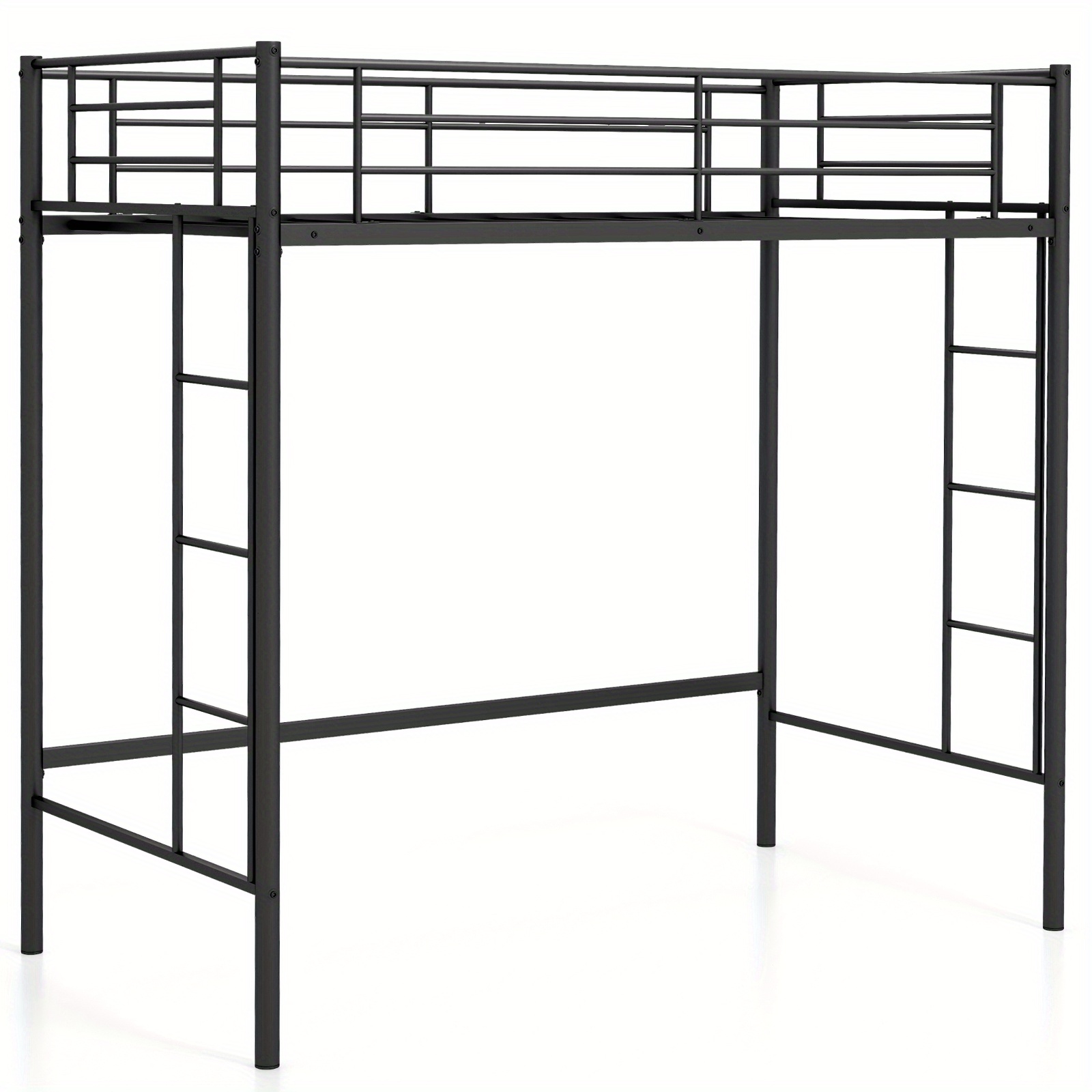 

Twin Size Loft Bed Heavy Duty Metal Loft Bed Frame With Safety Guardrail