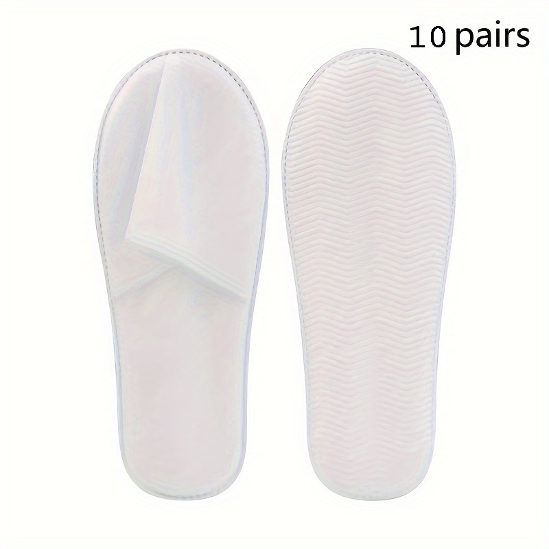 

10 Pairs Disposable Spa Slippers, Breathable Soft Cotton Guest Slip-ons, Non-slip Soles, Unscented, No Power Needed - Ideal For Hotel, Travel, Home Use