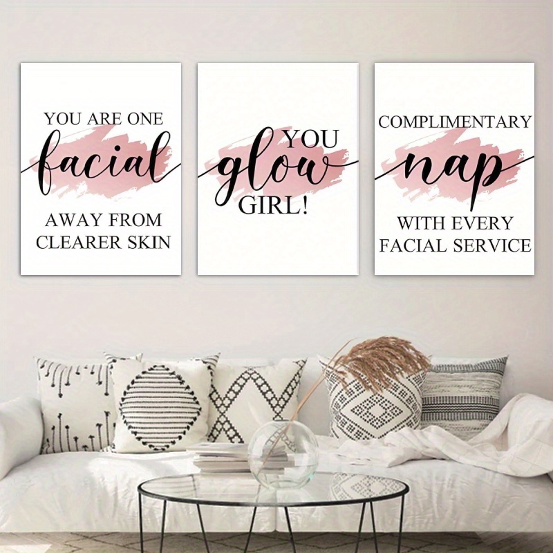 

Art Deco Style Aesthetic Motivational Quotes Canvas Wall Art Set Of 3, Inspirational Beauty And Spa Room Decor, Unframed 30x40cm Each, Perfect Gift For Her, Ideal For Living Room, Bedroom, Yoga Studio