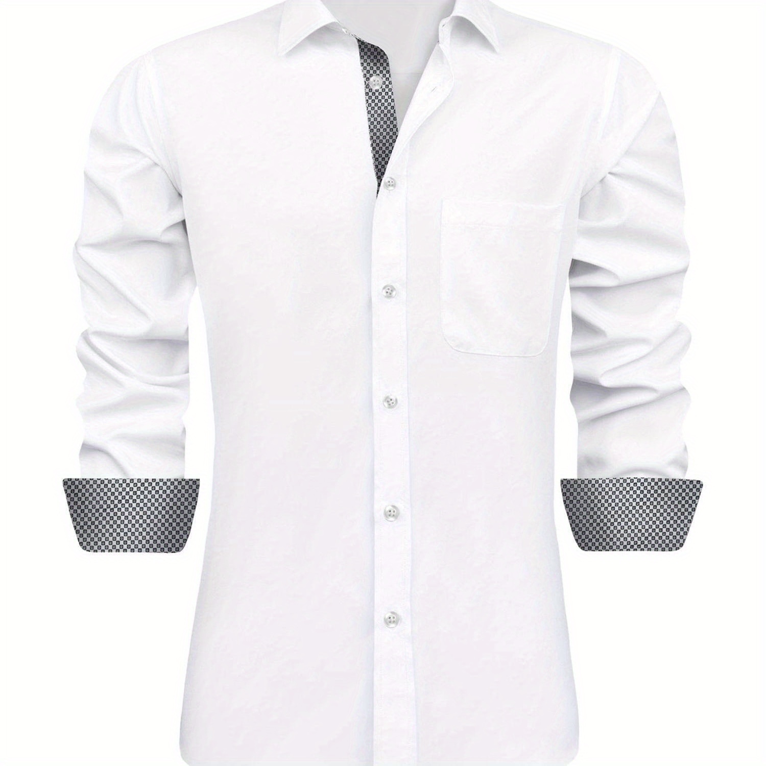 

Sanopy Men's Lapel Paneled Casual Long Sleeve Formal Shirt