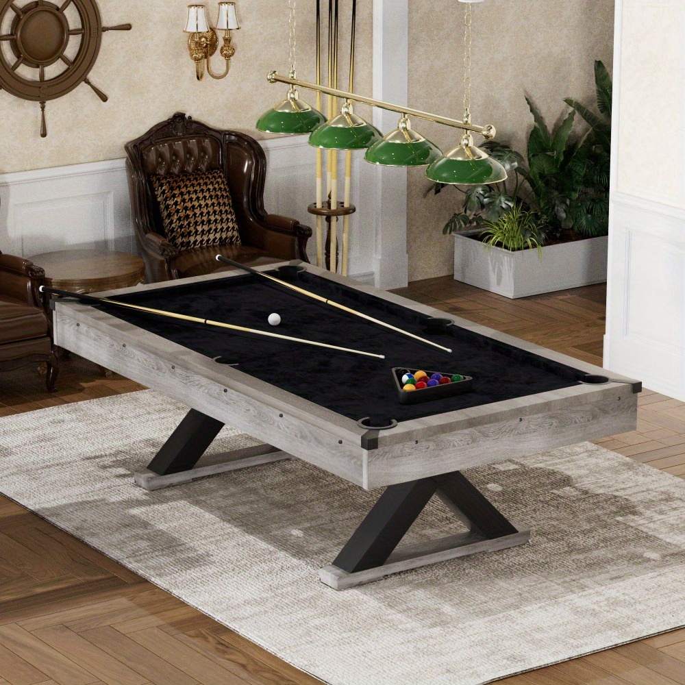 7 Ft Pool Table,with Billiard Balls, Cues, Pool Cue Chalk, Cleaning