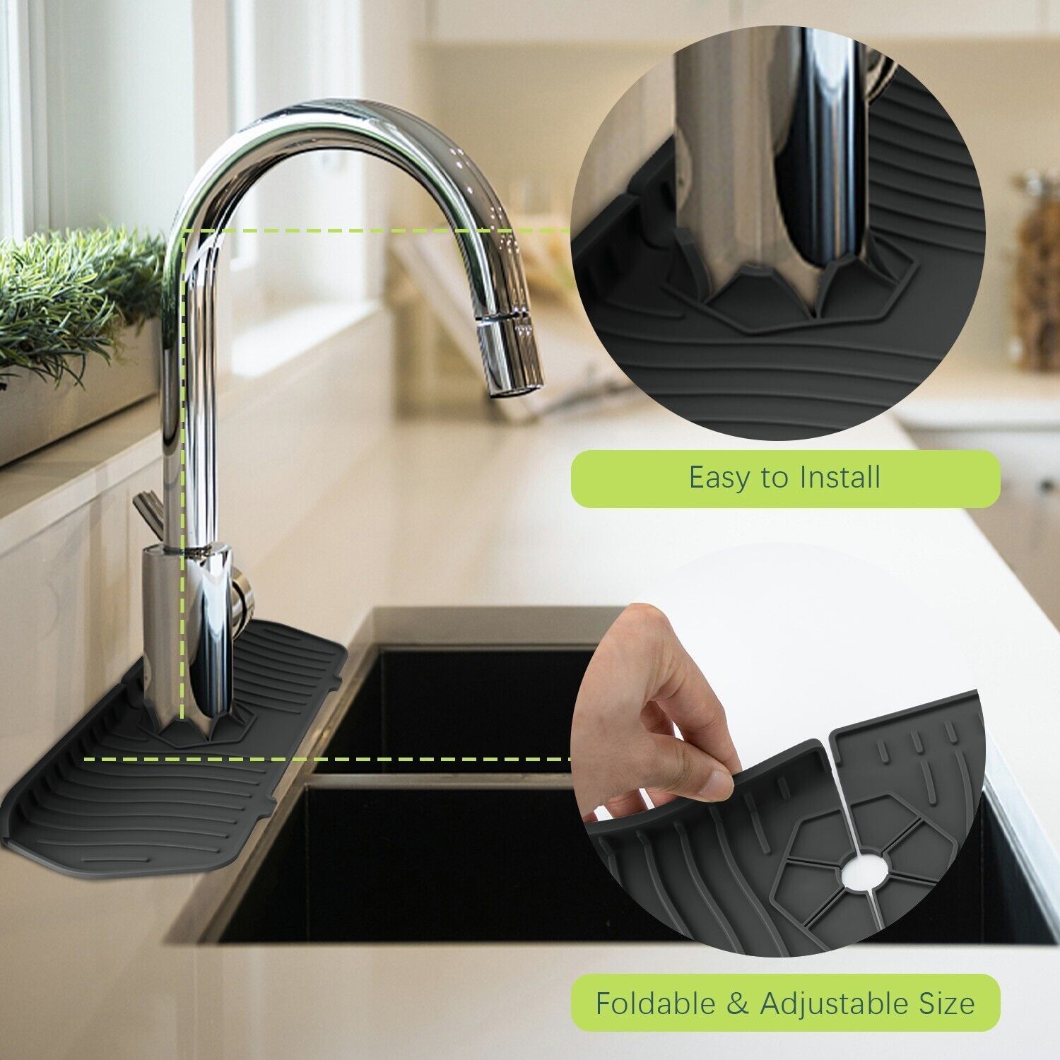 Faucet Mat For Kitchen Sink, 2024 New Kitchen Sink Splash Guard Silicone Draining Mat Fast Drying Stone Sink Tray Sink Protectors Sink Faucet Mat Splash Guard For Kitchen Bathroom Sink P 38852642