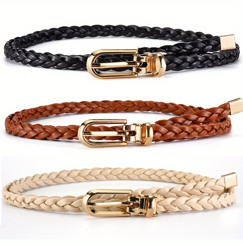 Stylish Women's Braided Waist Belt with Knot Decoration, Candy Color Small Belt, Simple and Clip Belt