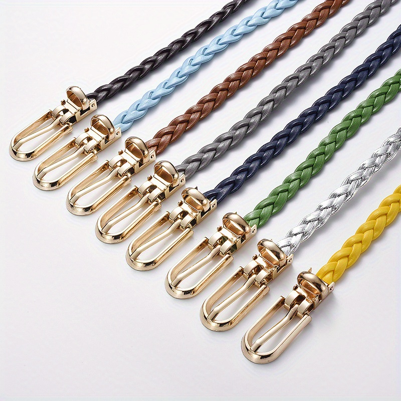 Stylish Women's Braided Waist Belt with Knot Decoration, Candy Color Small Belt, Simple and Clip Belt