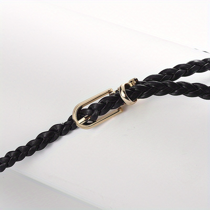 Stylish Women's Braided Waist Belt with Knot Decoration, Candy Color Small Belt, Simple and Clip Belt