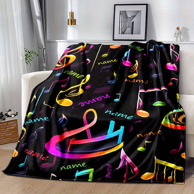 

Customizable -themed Blanket - Large Polyester Fiber Throw For Office, Lounge, Nap, Sofa, Living Room - Soft & Vibrant Musical Note Design - Oversized Comfort (≥1.8m Longest Side, Area ≥ 2.16m²)