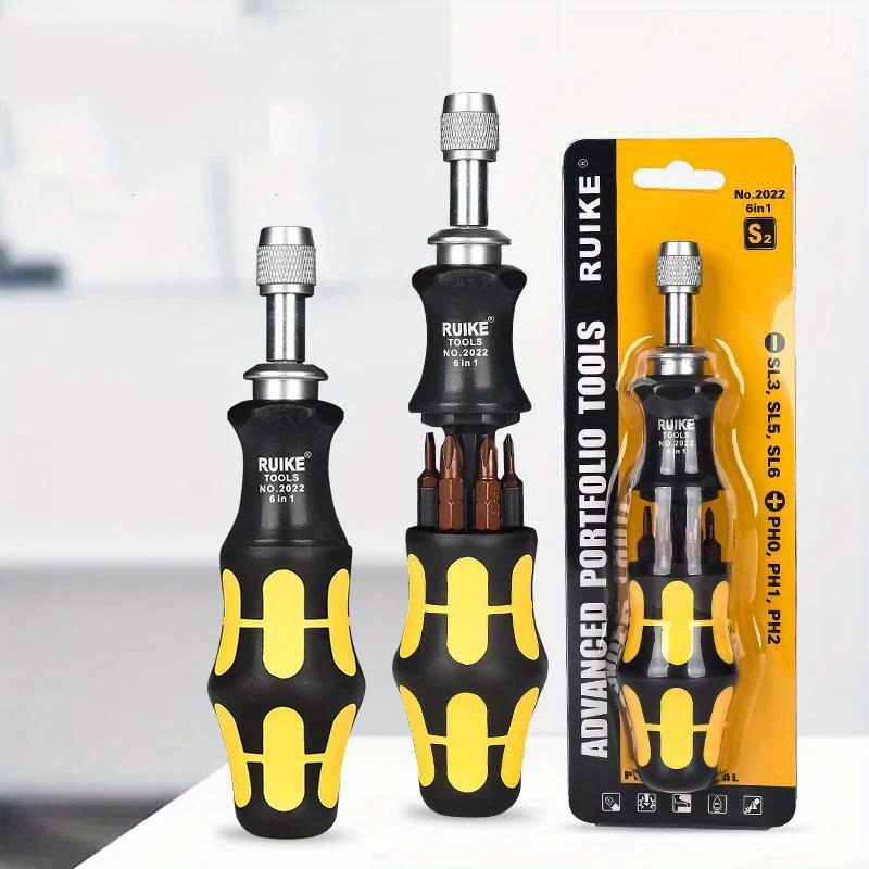 

6-in-1 Retractable Screwdriver Set S2 - Alloy, Hex// Included