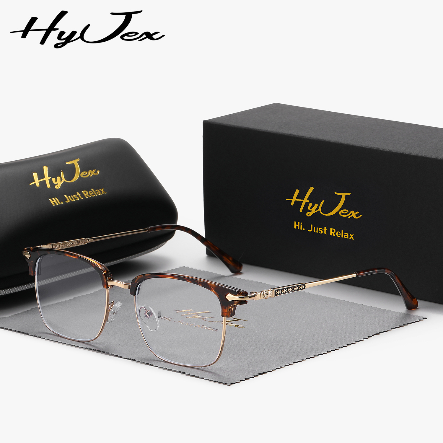 

Hyjex Men's And Women' Style, Half-frame Fashion Eyebrow Style, , Technical Men's Large-frame Flat Glasses