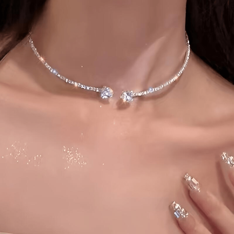 

1pc Exquisite Fashion Elegant Gorgeous Full Diamond Alloy Rhinestone Silver Color Ladies Collar Banquet Daily Gift