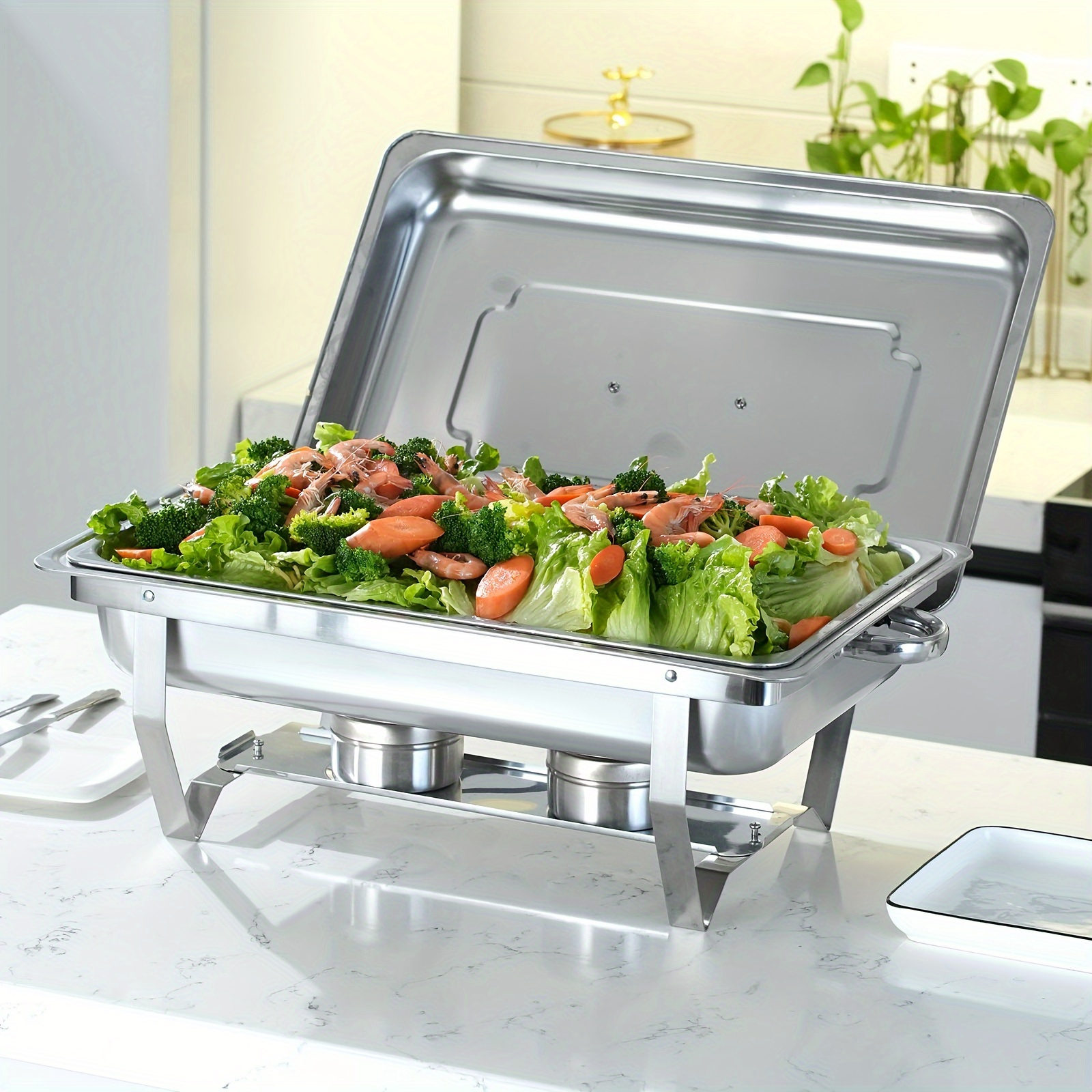 

Elegant 8qt Stainless Steel Rectangular Chafing Dish Buffet Set With Lid - Ideal For Serving Salads, Vegetables & Meats At Dinners, Parties, Weddings, Camping - No Power Required