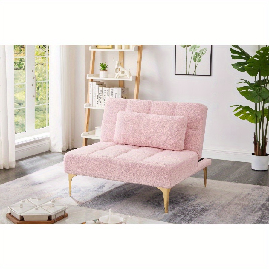 

Modern Two-person Casual Sofa, Gold Metal Leg Sofa Bed, Suitable For Living Room, Bedroom, Attic (pink)