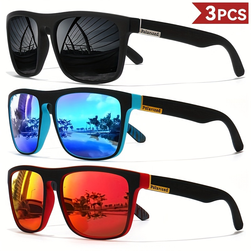 

3pcs Fashion Glasses For Men And Women, Fashionable Square Shades Ideal For Outdoor Sports, Fishing, Parties, Vacation, Travel