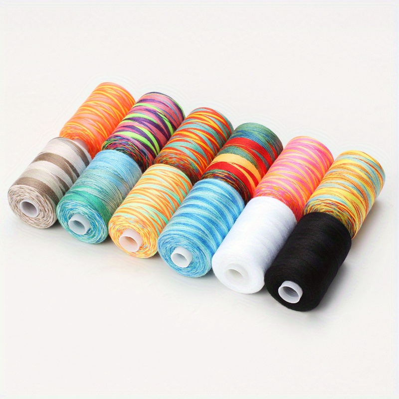 

12 Colors Rainbow Thread, All-purpose Thread For Sewing, Variegated Polyester Sewing Thread, 1000 Yards Each Spool Thread For Sewing Machine Thread