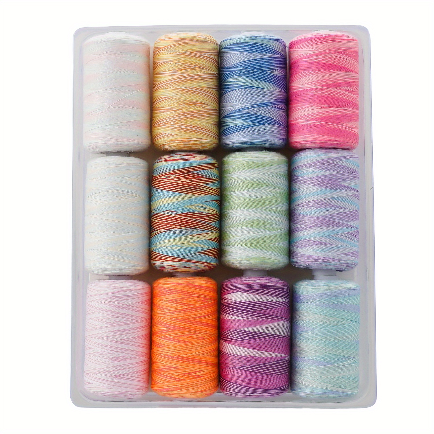 TEMU 12 Colors Rainbow Thread, All-purpose Thread For Sewing, Variegated Polyester Sewing Thread, 1000 Yards Each Spool Thread For Sewing Machine