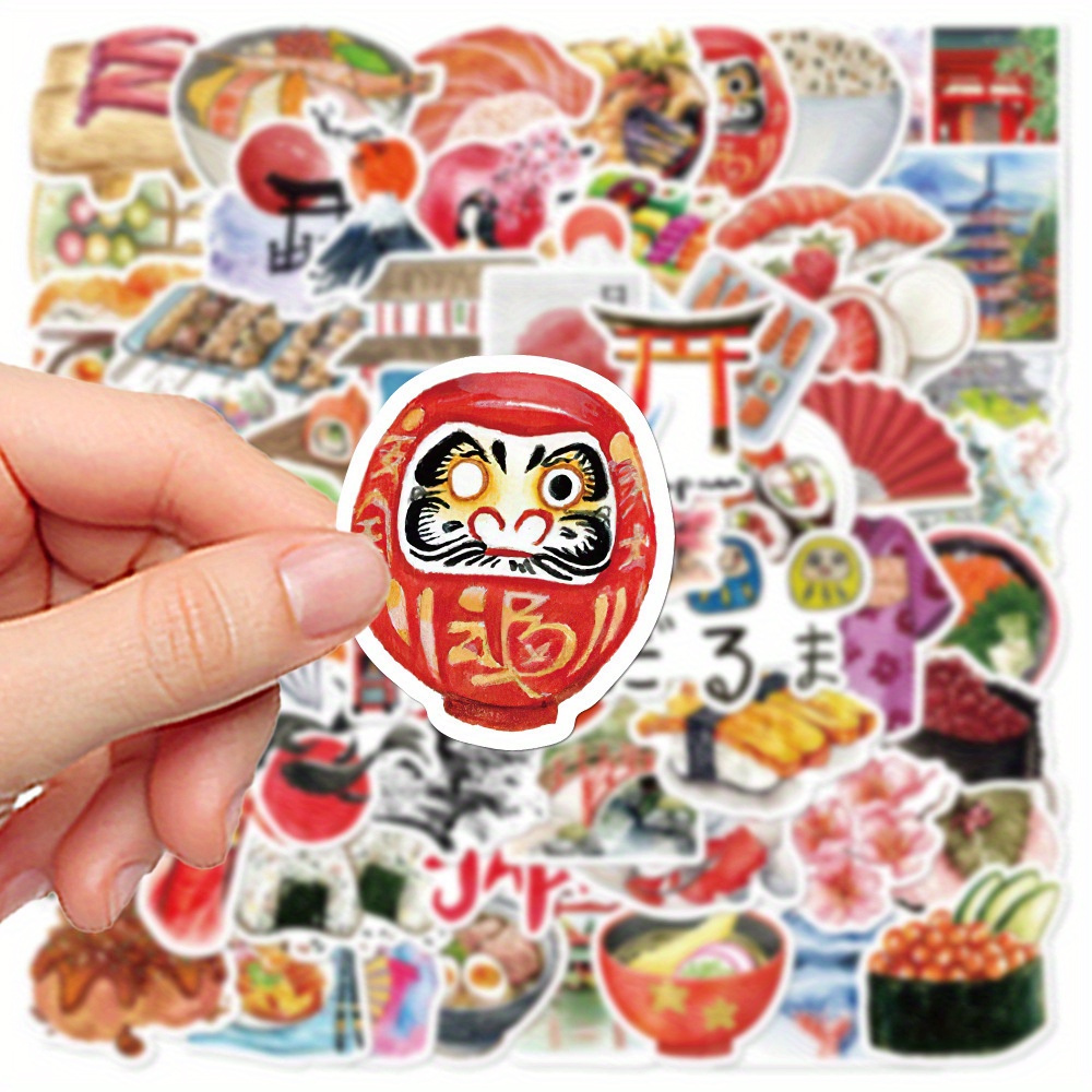 64pcs Watercolor Japanese Travel Cute Aesthetics Stickers Ins Doodle Cartoon Deacls Pack Decoration Suitcase Water Bottle Diy Laptop Skateboard Luggage Party Gift