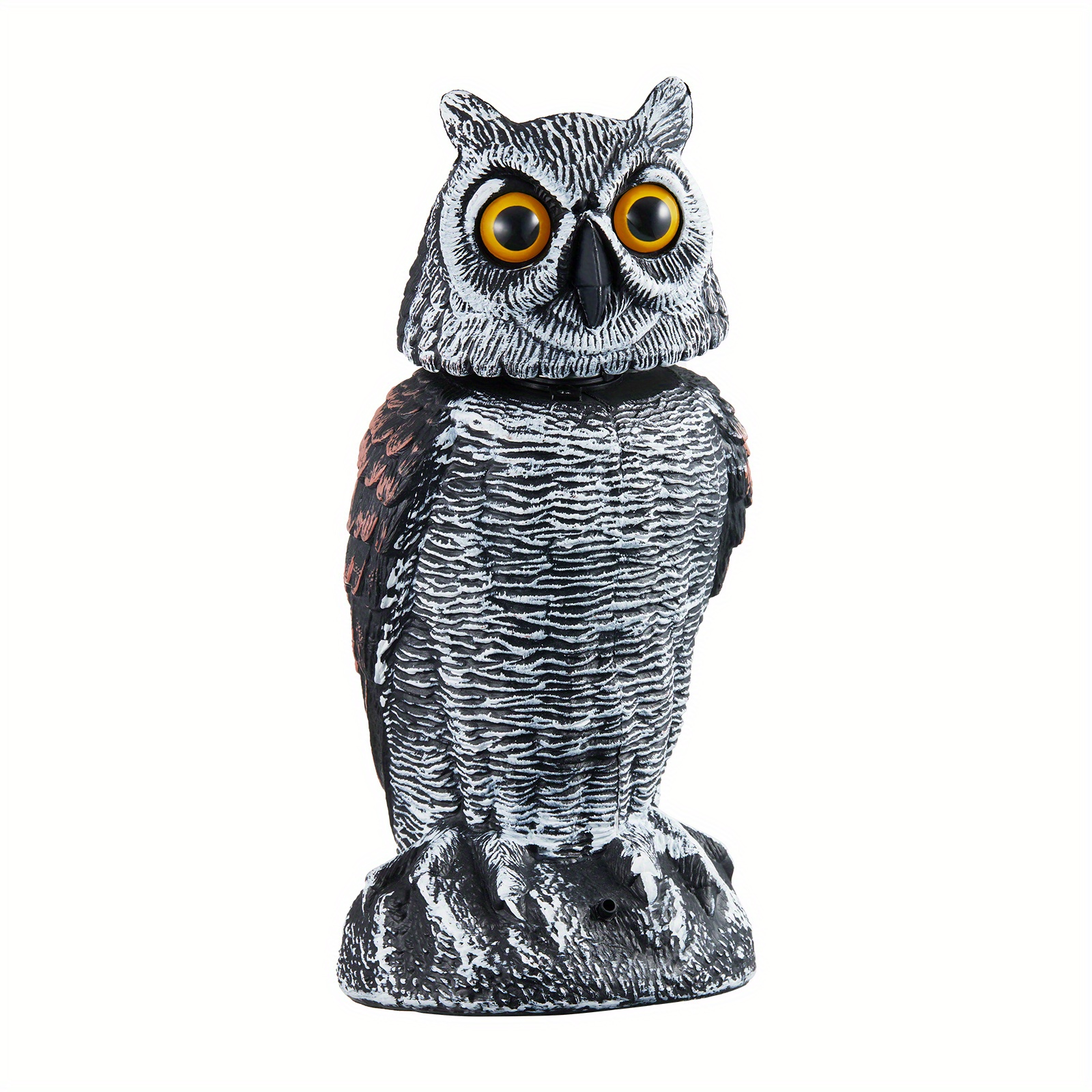 

Owl Decoy With Rotating Head, Natural Owl With Frightening Sound To Keep Birds Away