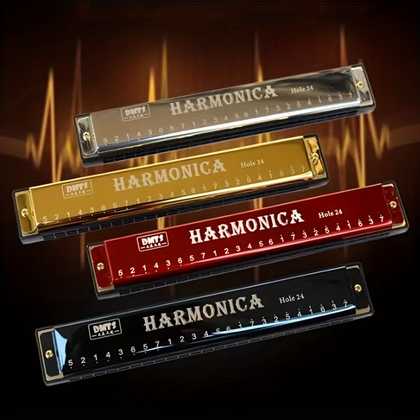 

Harmonica 24 Hole Metal Organ For Beginners - Polished Finish, Blow Instrument, Ideal For Blues & Clues Teaching And Playing Gift