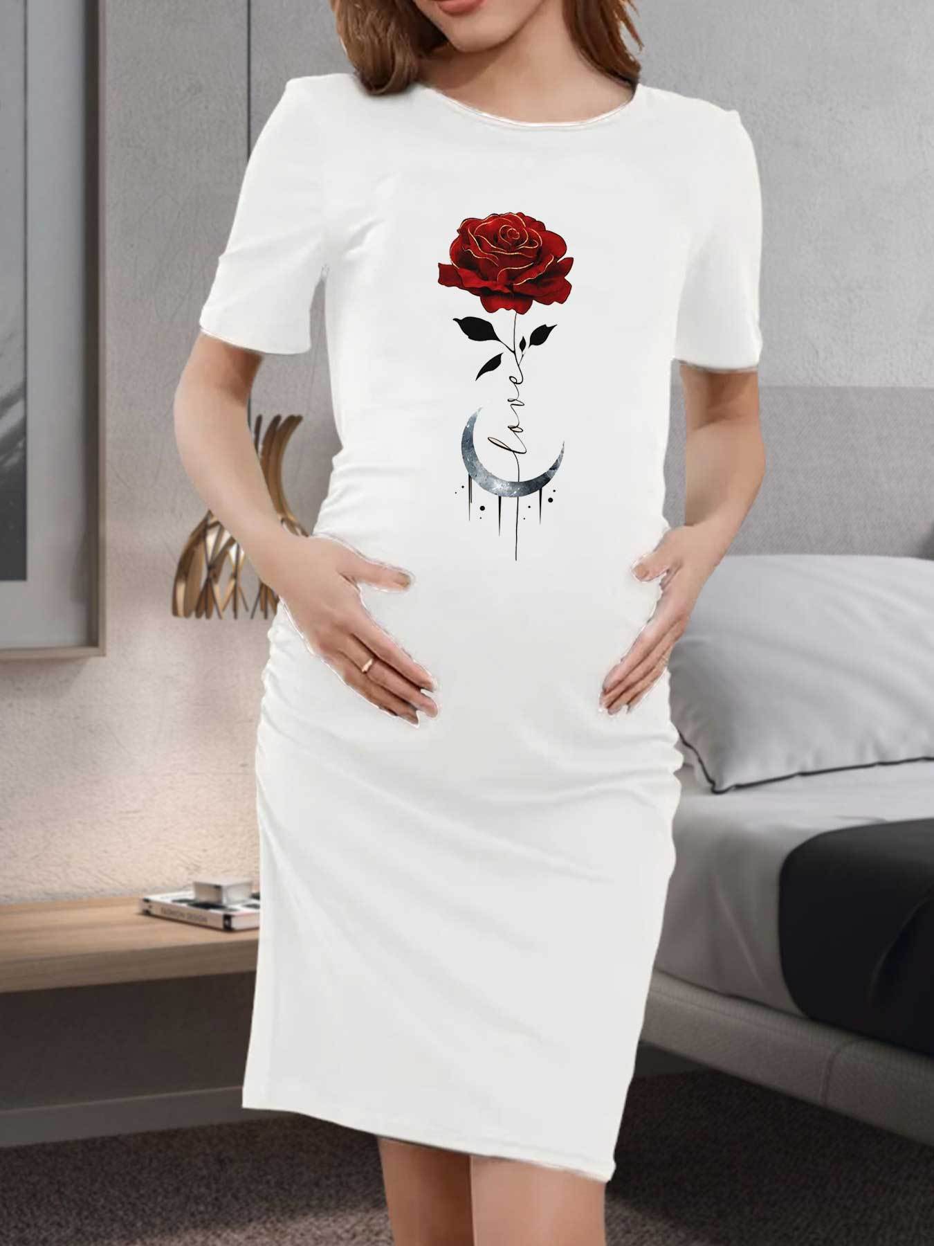 slim fit dress slacks Maternity Blush off-shoulders short sleeves dress #1139