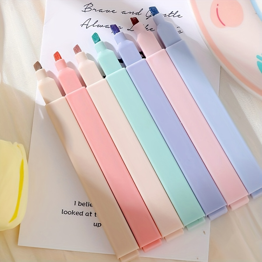 

Morandi Color Highlighter Pen Set, 6/12pcs Soft Tip Fluorescent Markers, No Feather Fine Writing Instruments For Journaling, Back-to-school Study Supplies, Kawaii Stationery For Ages 14+