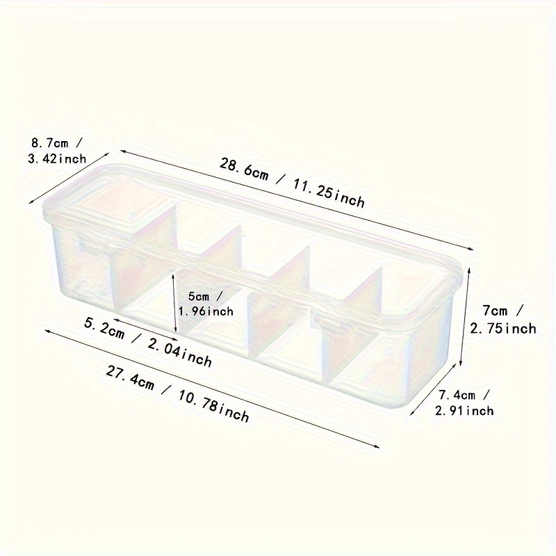 TEMU Clear Plastic Storage Box With 5 Compartments: Perfect For Organizing Cables, Batteries, And More In School, Bedroom, Office, Or Dorm Room