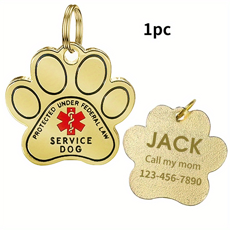 TEMU Personalized Esa And Service Dog/cat Id Tag - Engraved Medical Pendant For Therapy Pets - Customized - Easily Attach To Collar/harness/vest -