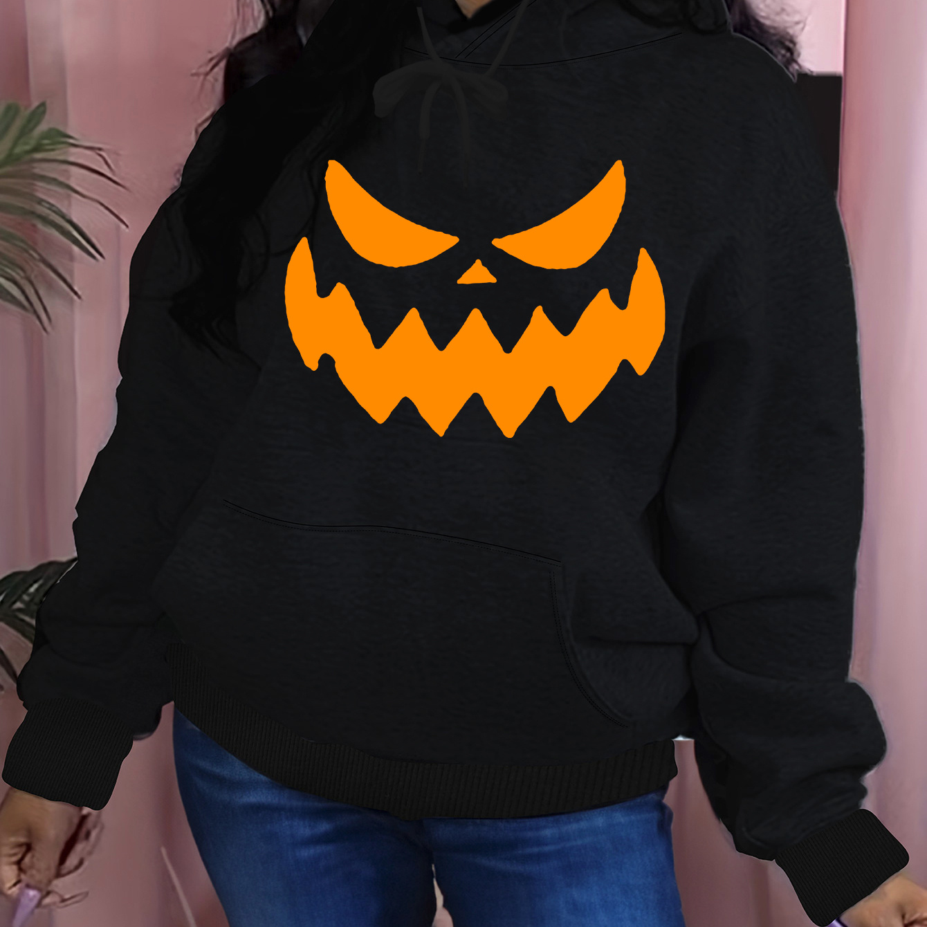 

Halloween Print Hoodie, Drawstring Casual Hooded Sweatshirt For Fall & Spring, Women's Clothing