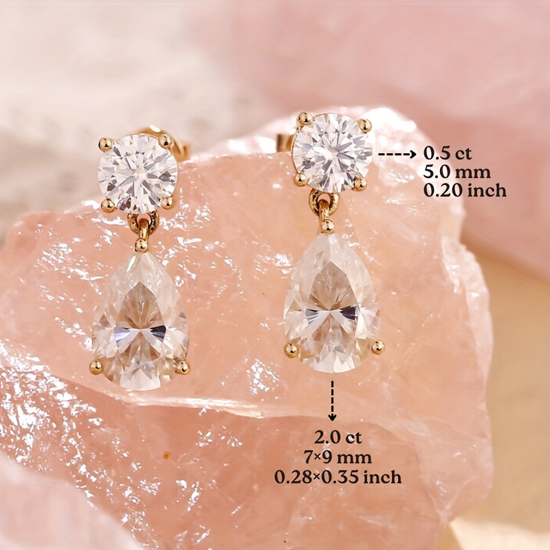 moissanite 2pcs 1 7g 2 5ct pear moissanite stud dangle earrings dainty drop earrings birthday anniversary gift for teens details 2