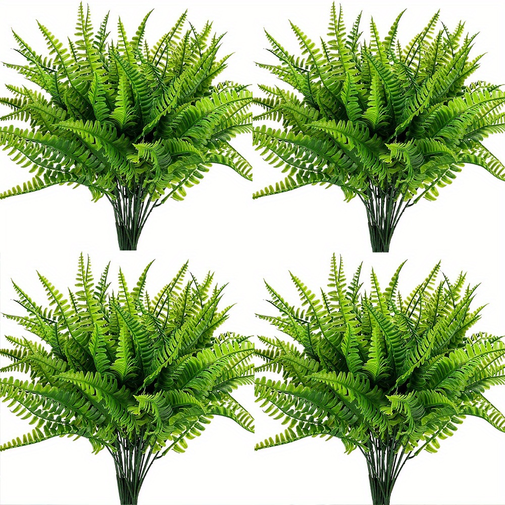 

4 Bundles Artificial Plants Fake Boston Ferns Bushes Faux Shrubs Greenery Uv Resistant Plant For Home Garden Outdoor Yard Decor