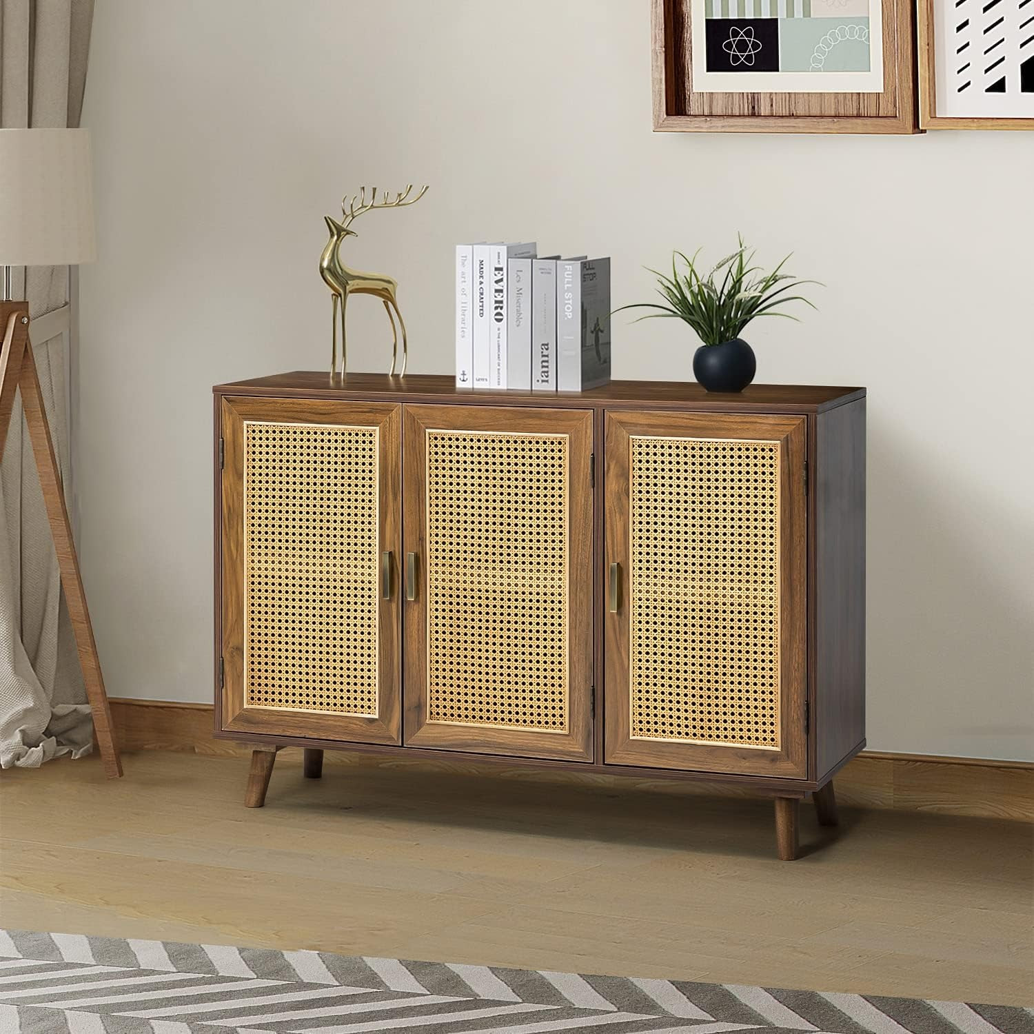 Espresso Rattan Accent Cabinet