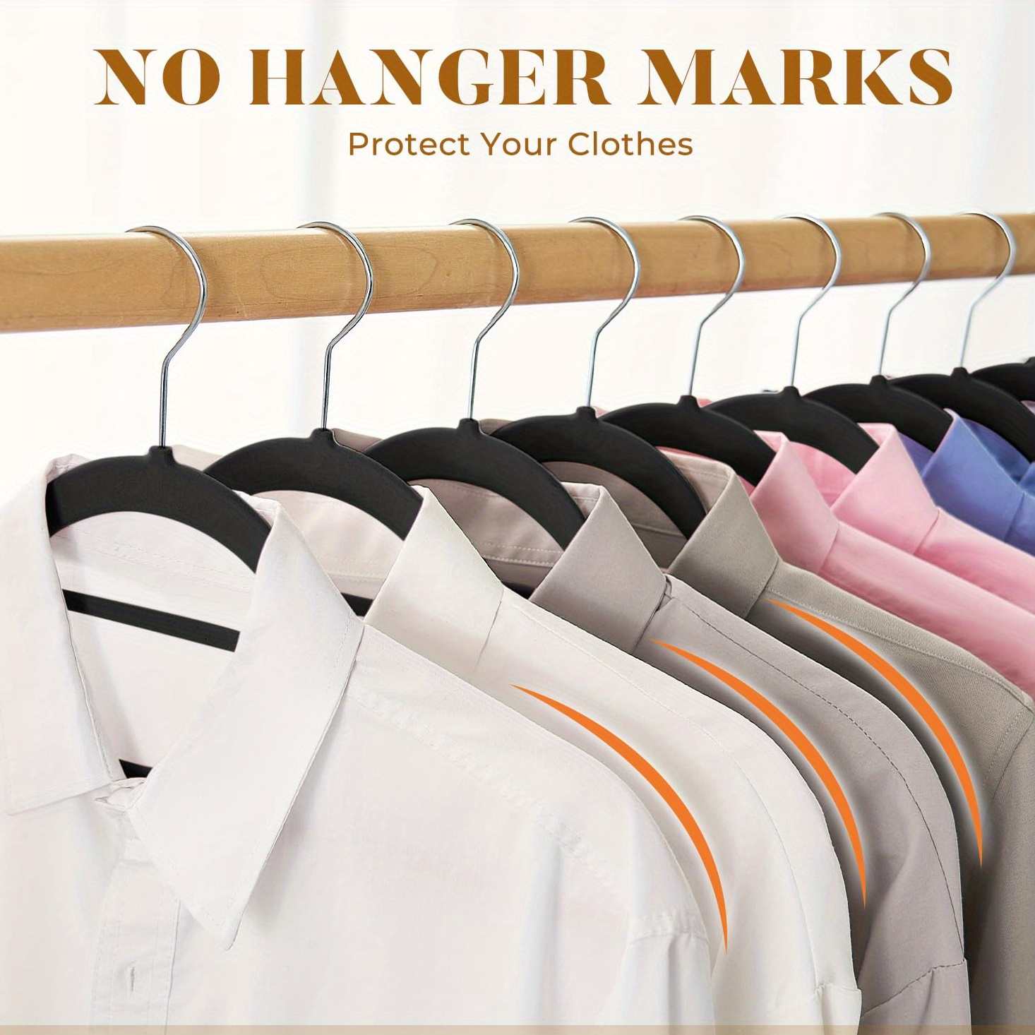 50 pack velvet hangers with tie bar non slip flocked felt clothes hangers heavy duty for coats pants dresses suit hangers   storage details 4