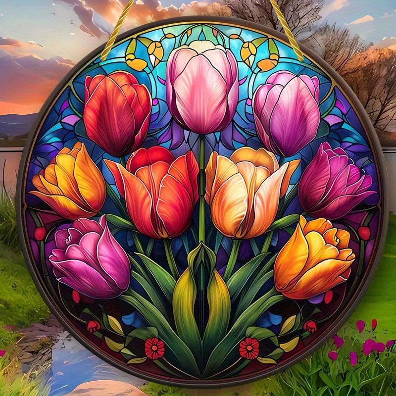 

Double-sided Stained Tulips Multicolor Suncatcher For Window & Door, Perfect Gift For Mother, Sister, Home Garden Farmhouse Decor, Friend Gifts For Women, Unique Gifts, For Any Occasion