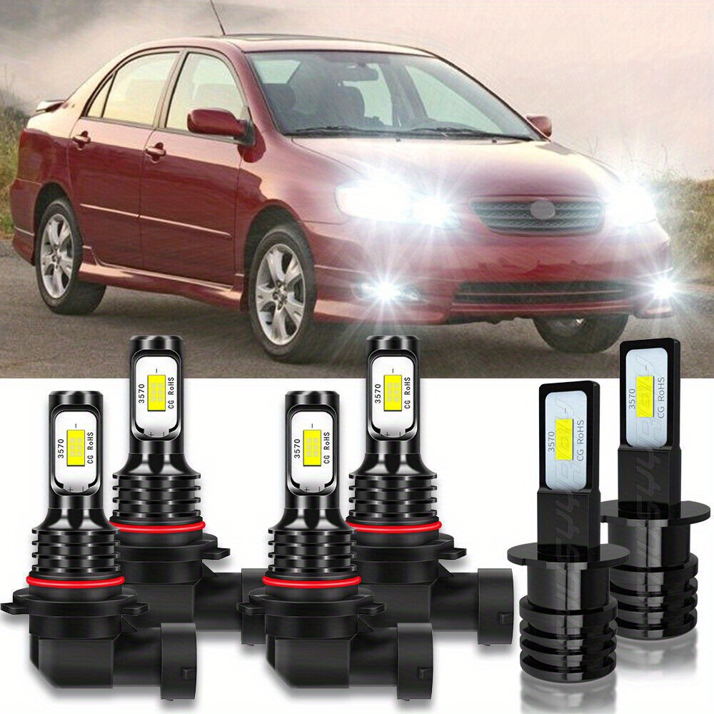 

For Toyota Corolla 2001-2004 6000k Led Headlight Fog Light Bulbs Combo Kit White