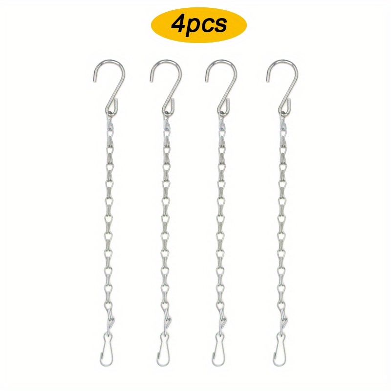 4pcs Adjustable Metal Hanging Chains For Flower Pots, Bird Feeders & Lanterns - 15.7" Garden And Balcony Decor Hook Set